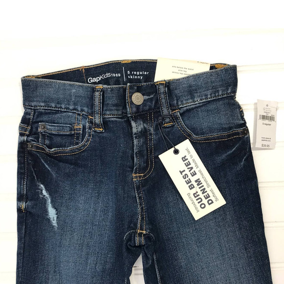 Gap Kids Girl's Medium Wash Distressed Skinny Jeans Size 5 - Picture 3 of 7